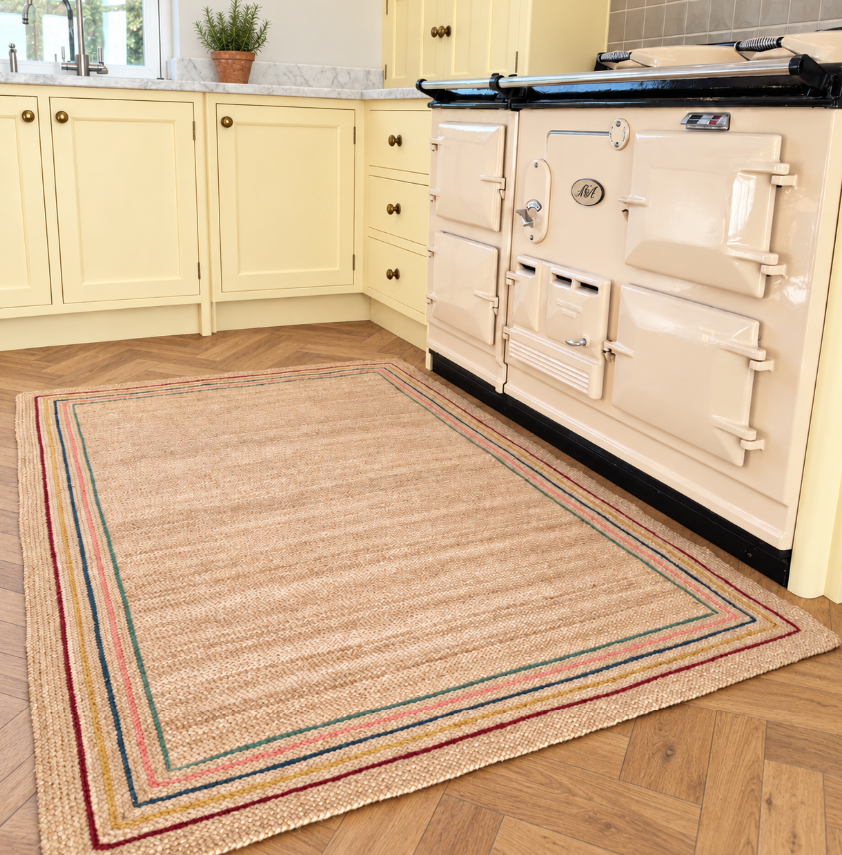 Stripe Border Jute Rectangle Rug