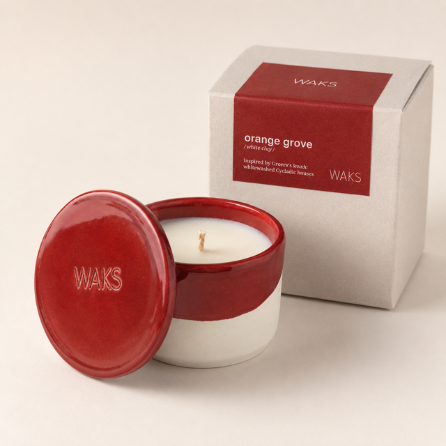 White Clay Candle in Orange Grove