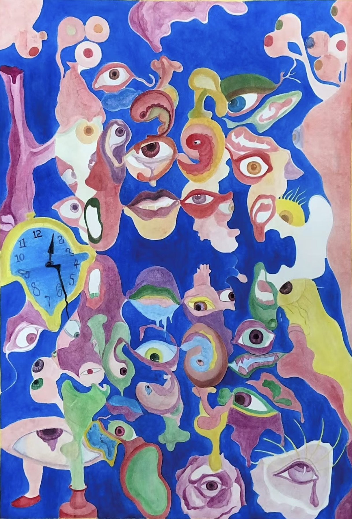 A2 -  Watercolour painting
under that reflects the pressures of woman in Asian culture. The bottom right image shows details of
the number 35 representing the apparent deadline for woman.