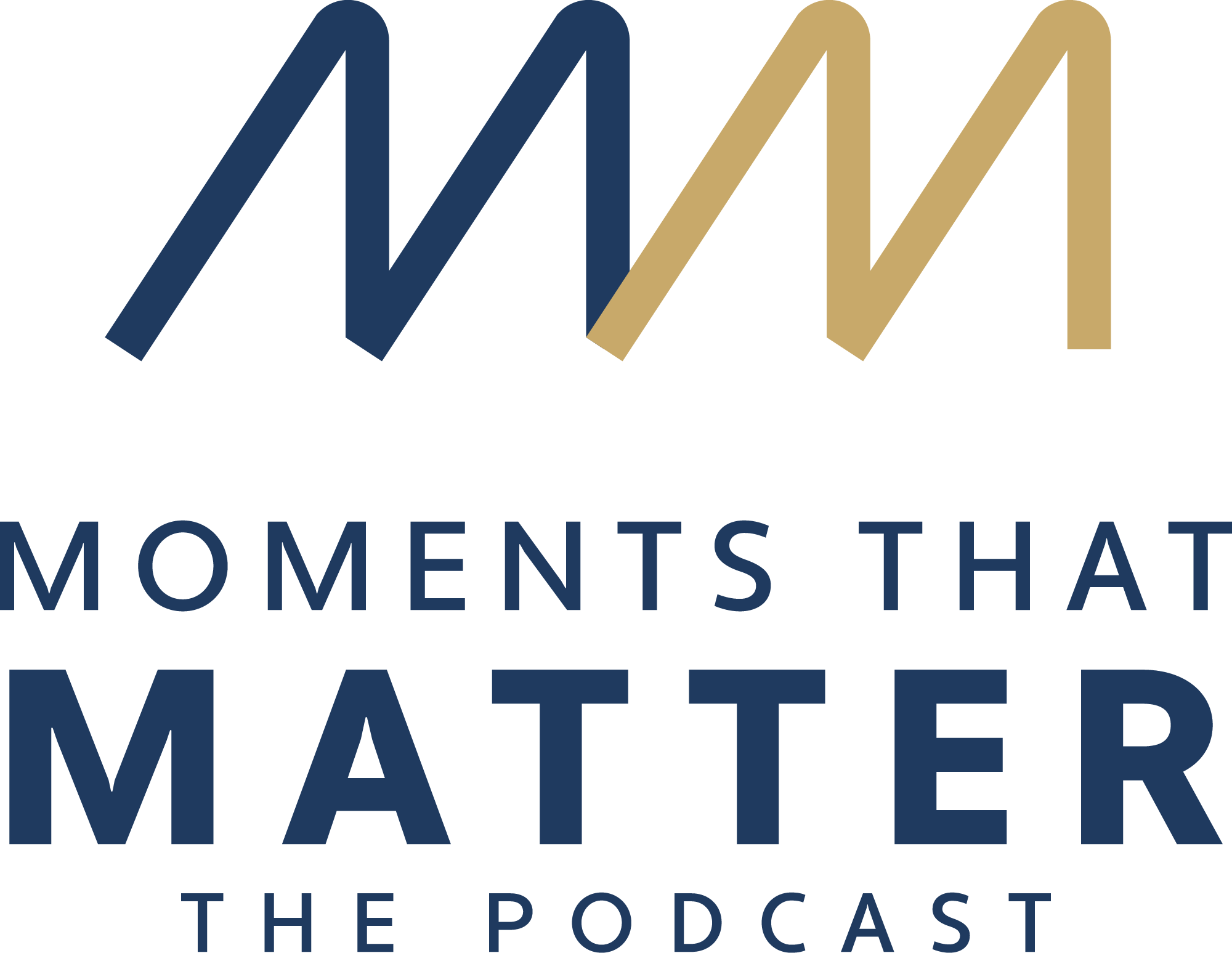 Logo for the podcast 'AL's Moments That Matter' featuring stylized 'AM' in blue and gold, with the podcast title beneath.