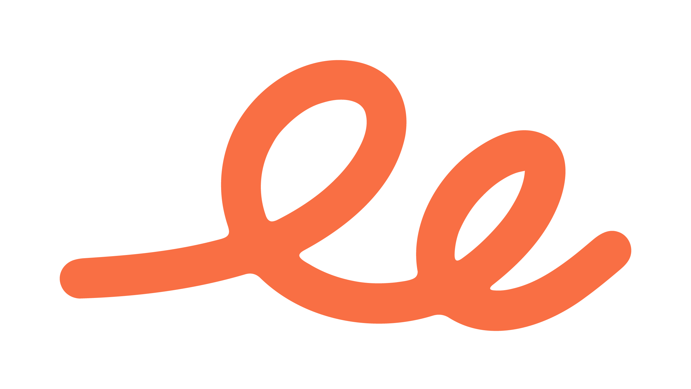 The word "Love" written in black text with an orange hand underneath, in a handwritten style.
