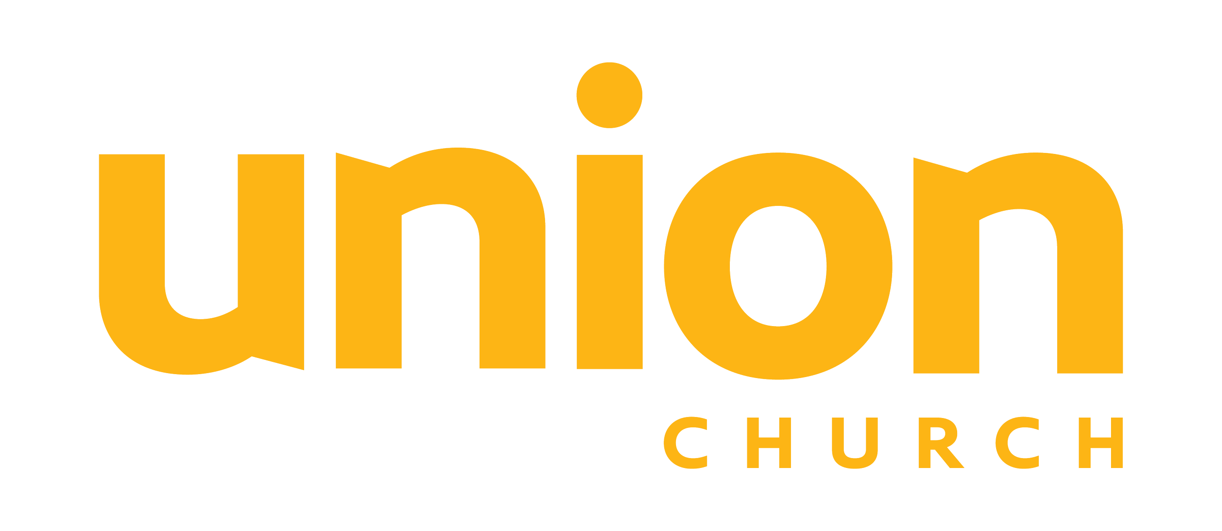 The logo of Union Church, featuring the words 'union' in large yellow letters and 'CHURCH' in smaller yellow letters below.