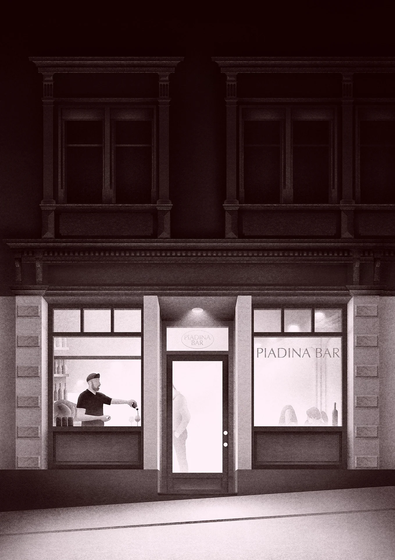 Illustration Architektur Baukultur Zürich Werkraum Piadina Bar Niederdorf Niederdörfli Restaurant Altstadt