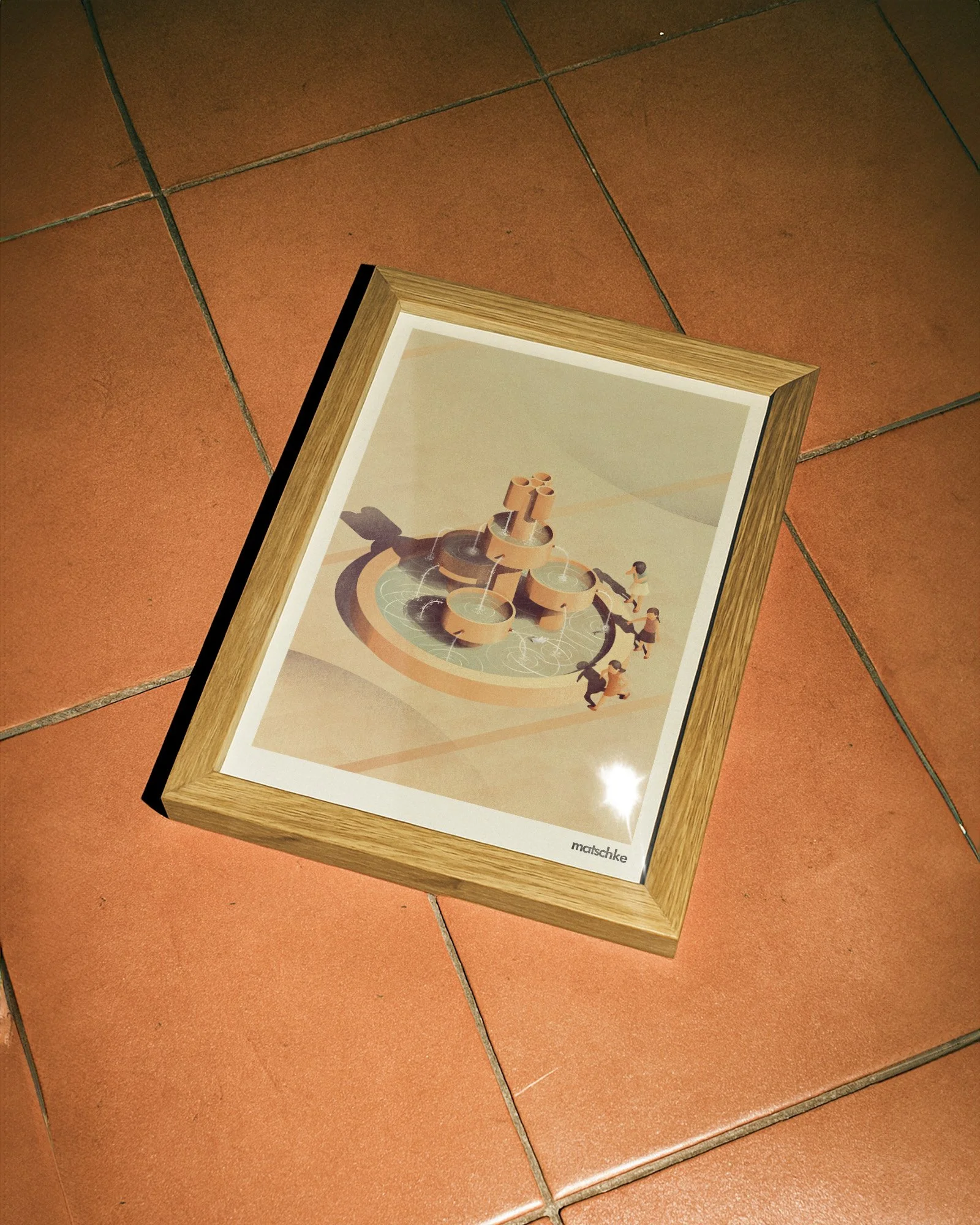 Felix Matschke Illustration Architektur Baukultur Shop Print Fine Art Hahnemühle Photo Rag Bilderrahmen Sorbenbrunnen Cottbus