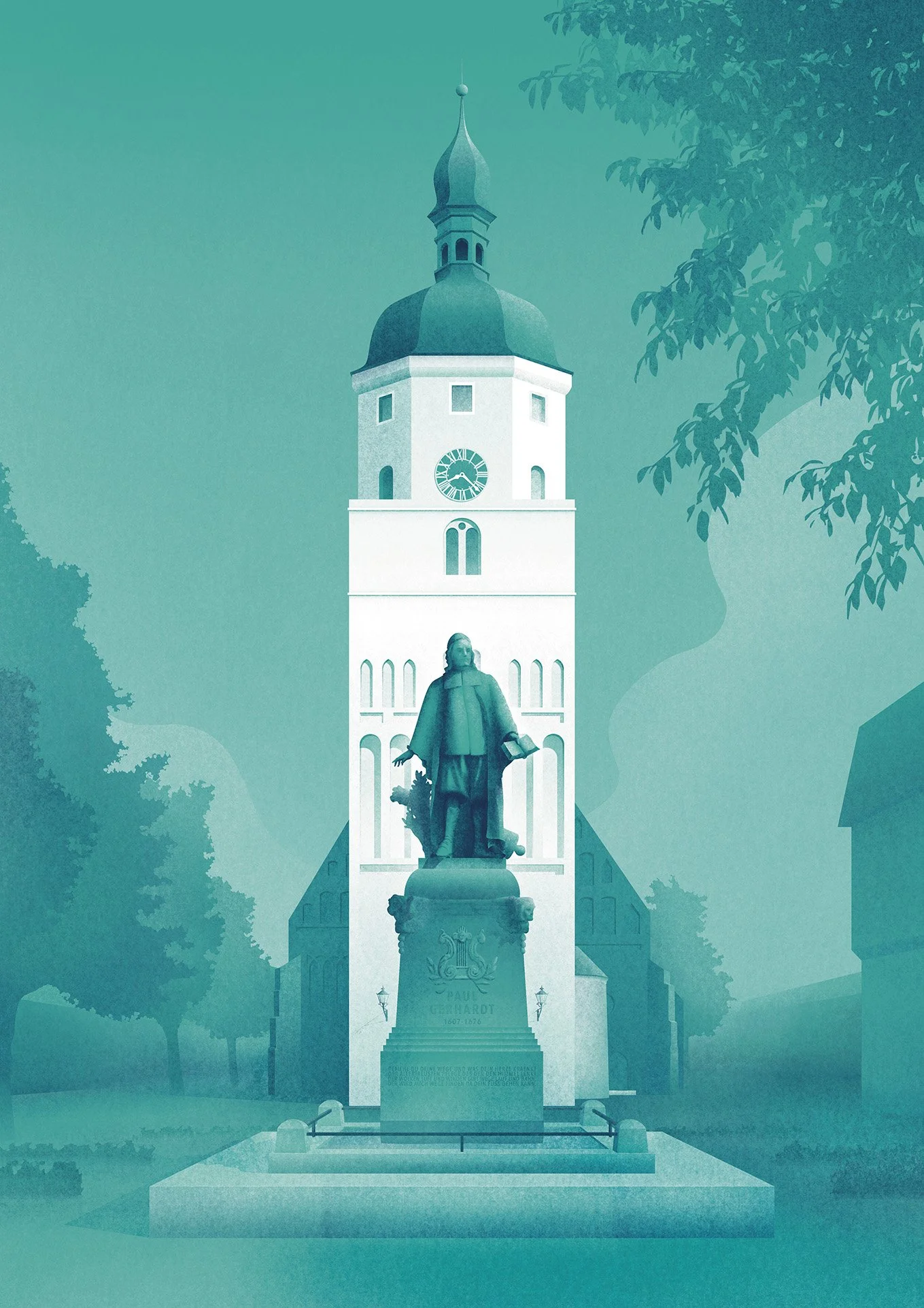 Felix Matschke Illustration Architektur Baukultur Denkmalpflege Lübben Spreewald Kirche Paul Gerhardt