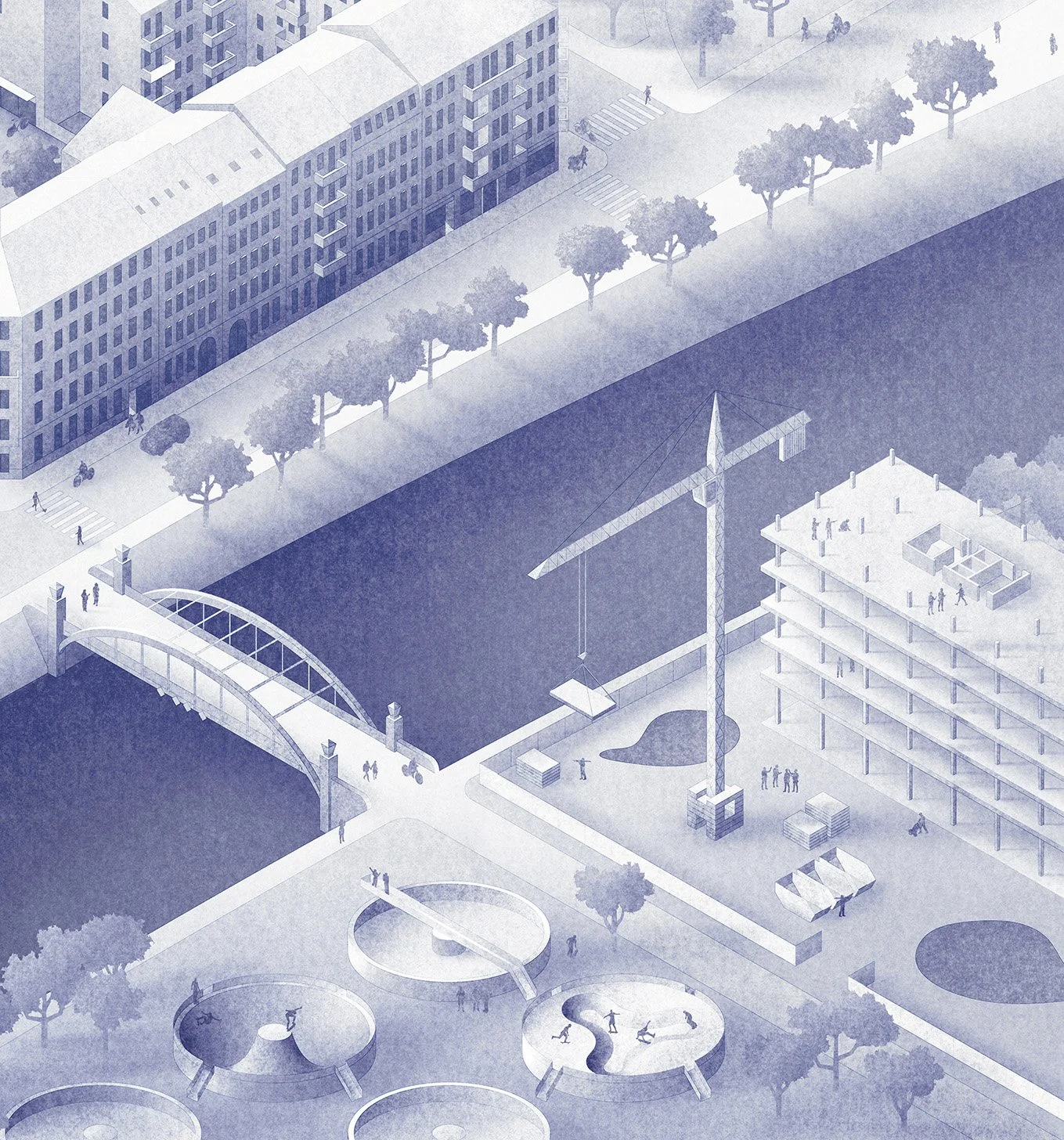 Felix Matschke Illustration Architektur Baukultur Denkmalpflege Umbaukultur Berlin Ausstellung Infografik Bestehendes bewahren Neues schaffen