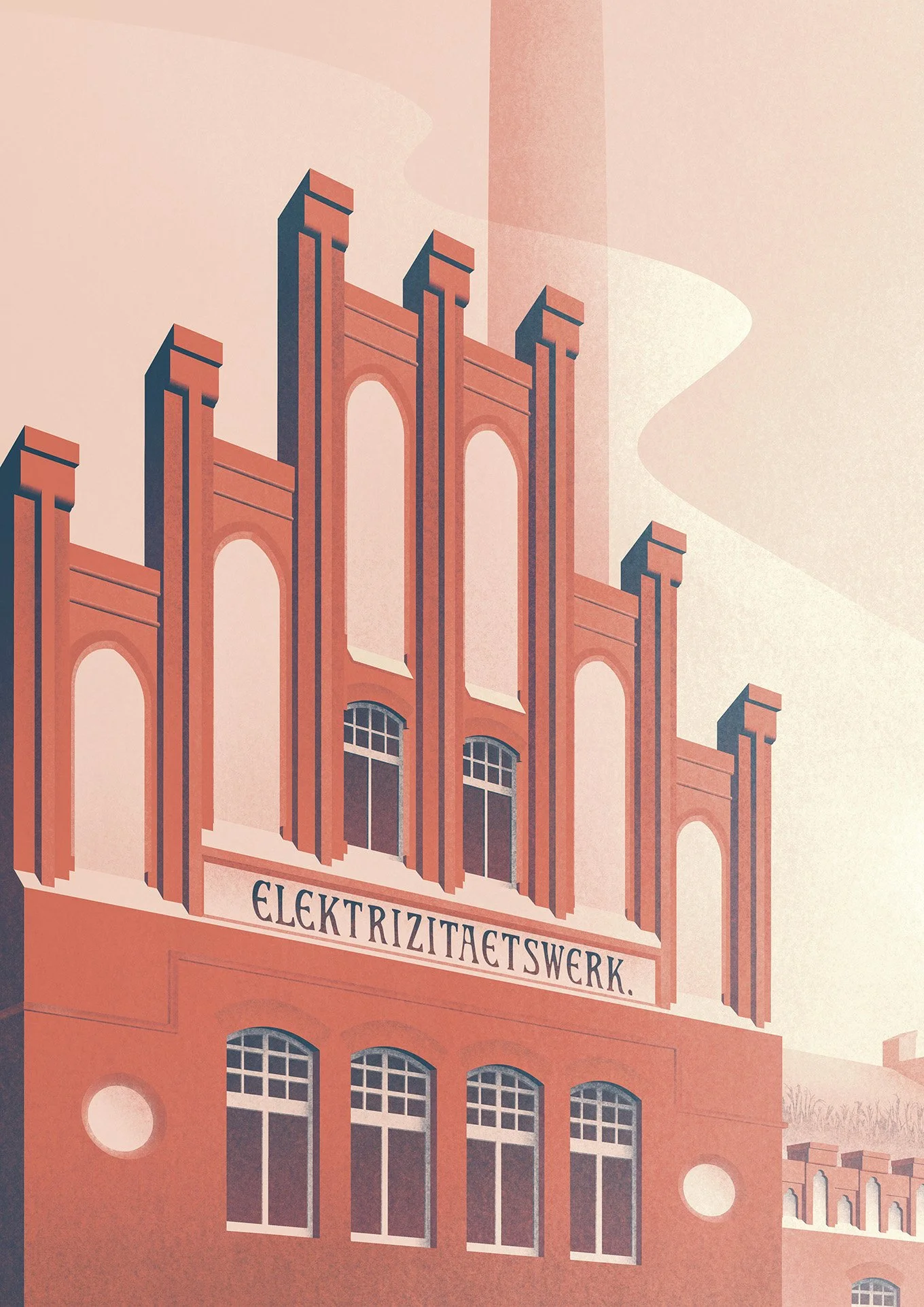 Felix Matschke Illustration Architektur Baukultur Denkmalpflege Cottbus Elektrizitätswerk Goethepark