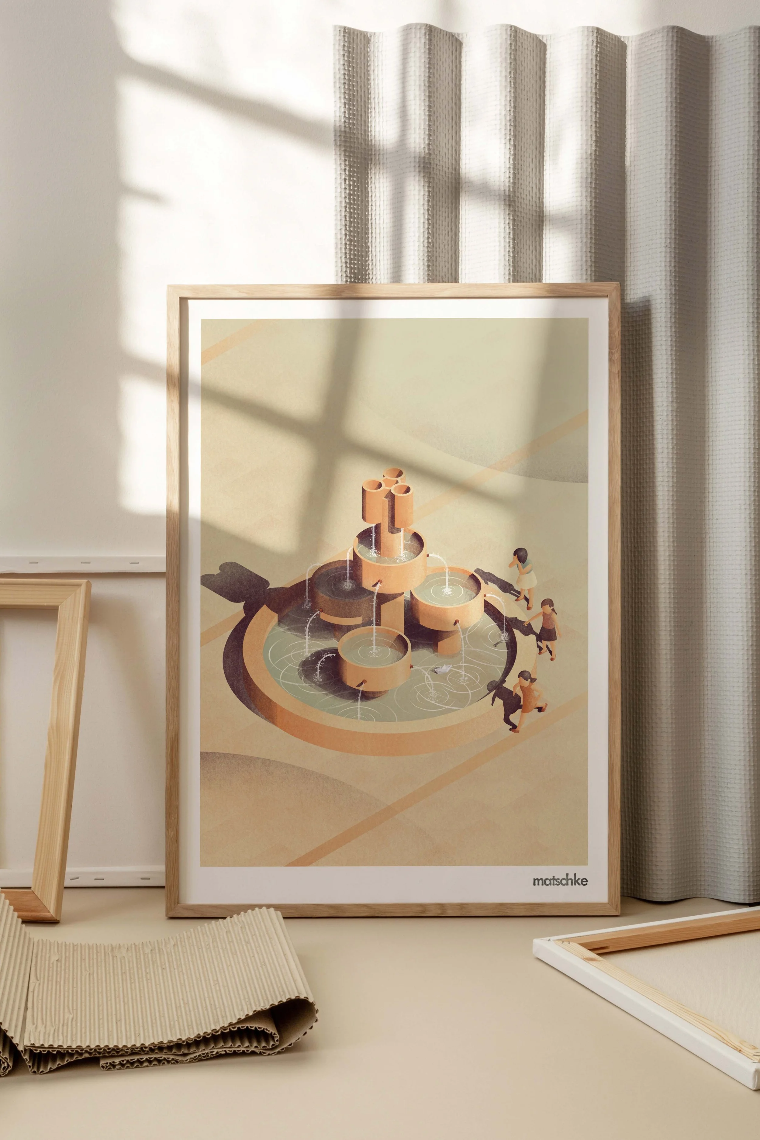 Felix Matschke Illustration Architektur Baukultur Denkmalpflege Cottbus Sorbenbrunnen Jürgen von Woyski Brunnen Skulptur Sprem Spremberger Straße Schlosskirche