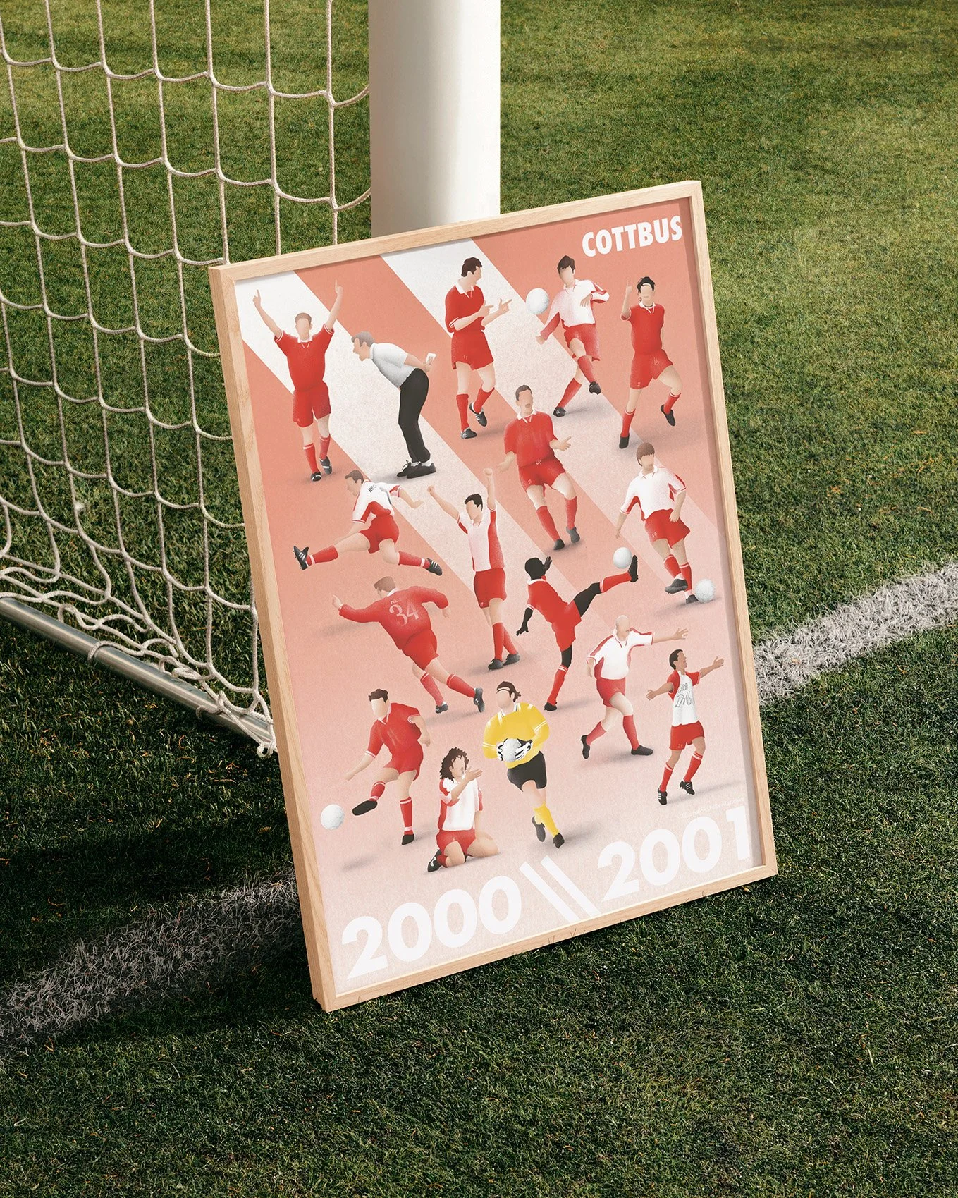 Felix Matschke Illustration Cottbus Fussball Energie Aufstieg Bundesliga 2000 2001 Eduard Geyer Tomislav Piplica Vasile Miriuta Mannschaft Spieler Fanart Stadion der Freundschaft