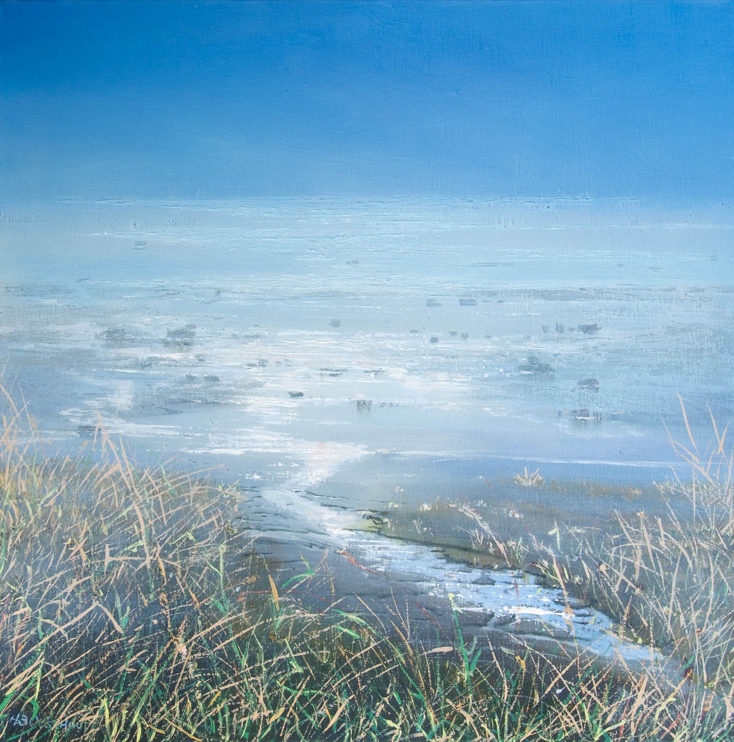 Peassens Moddergat -

ca 70 x 70 cm, olie op linnen in blankhouten baklijst. Te koop.