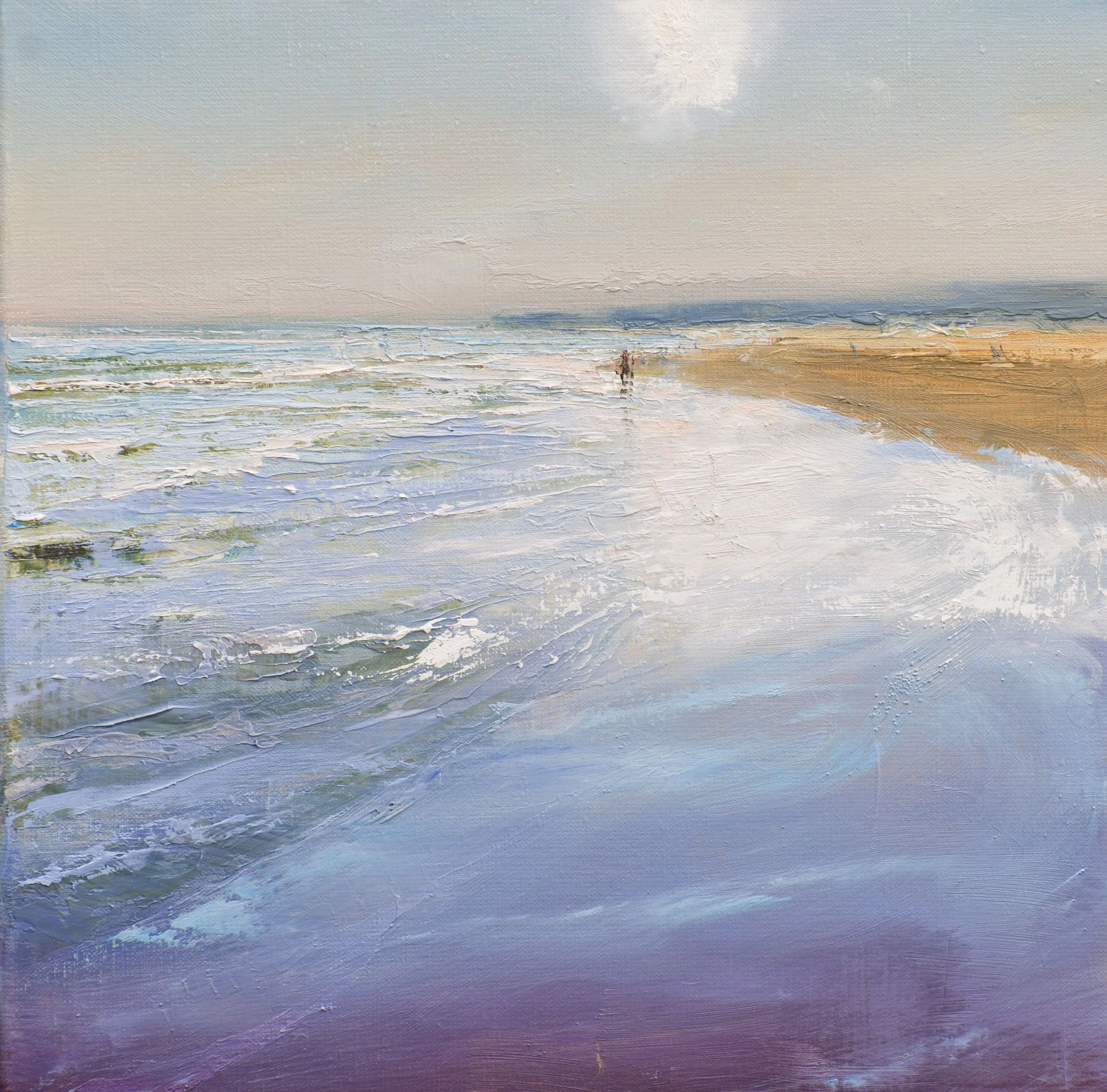 North Sea Beach Scene - Oil on canvas, 40 x 40 cms. 