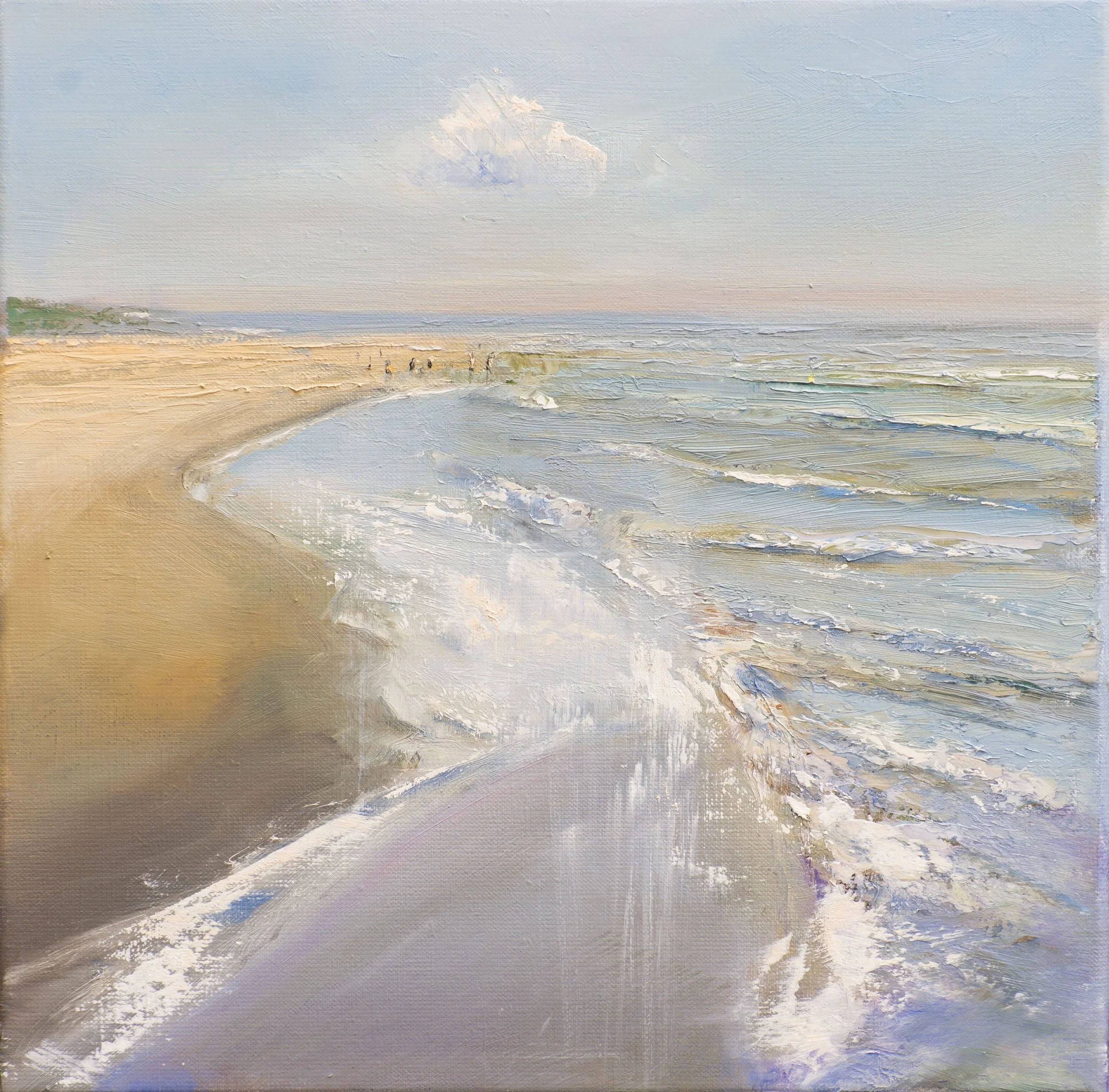North Sea Beach Scene - Oil on Linen, 40 x 40 cms.