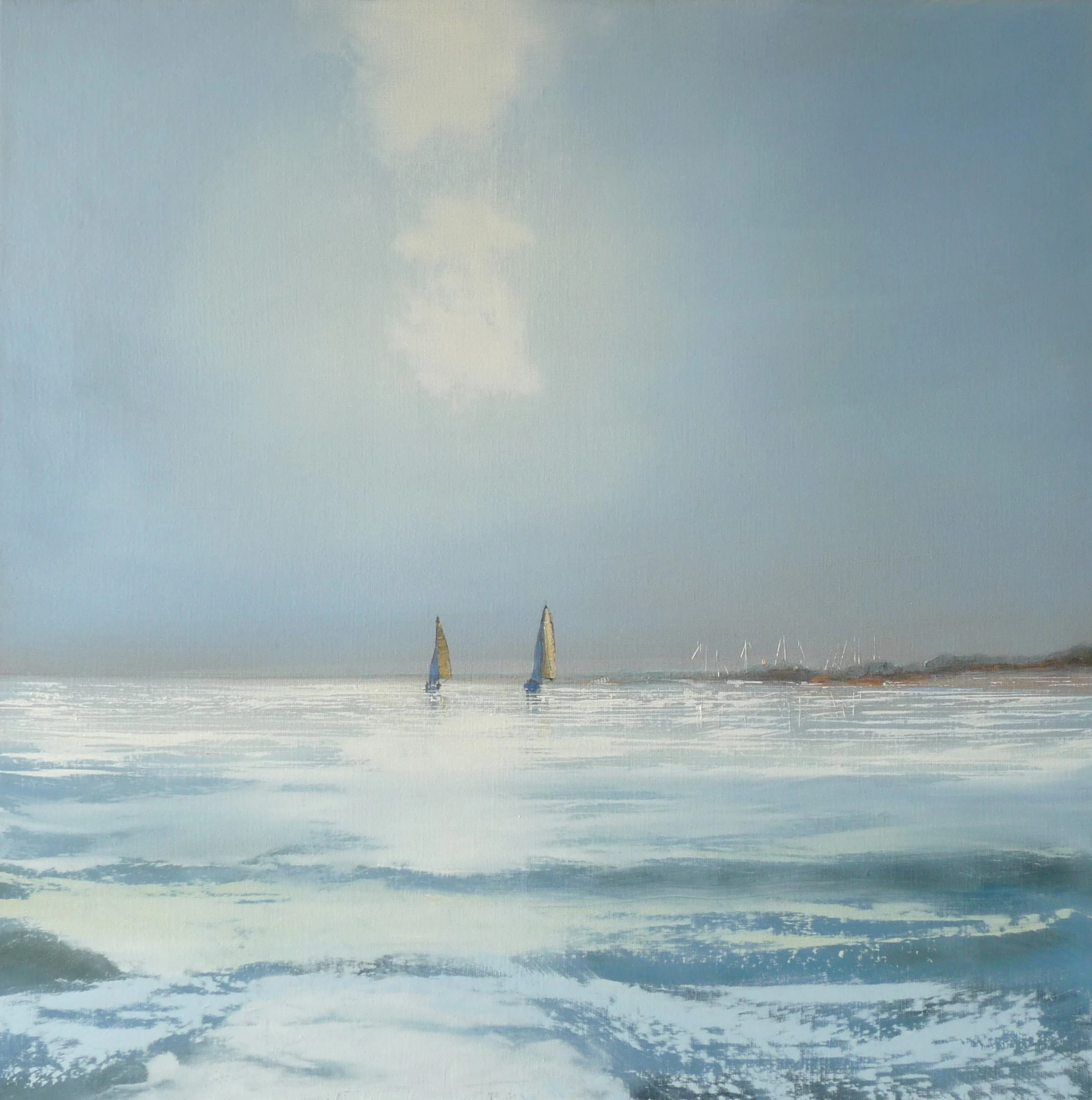 Nadering Vlieland Haven, olie op linnen 