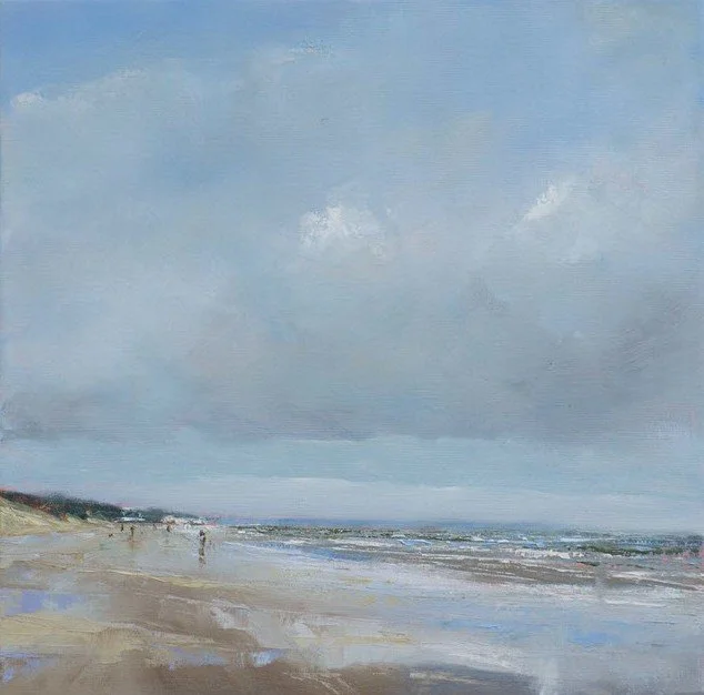 North Sea Beach scene - 40 x 40 cms, oil on canvas