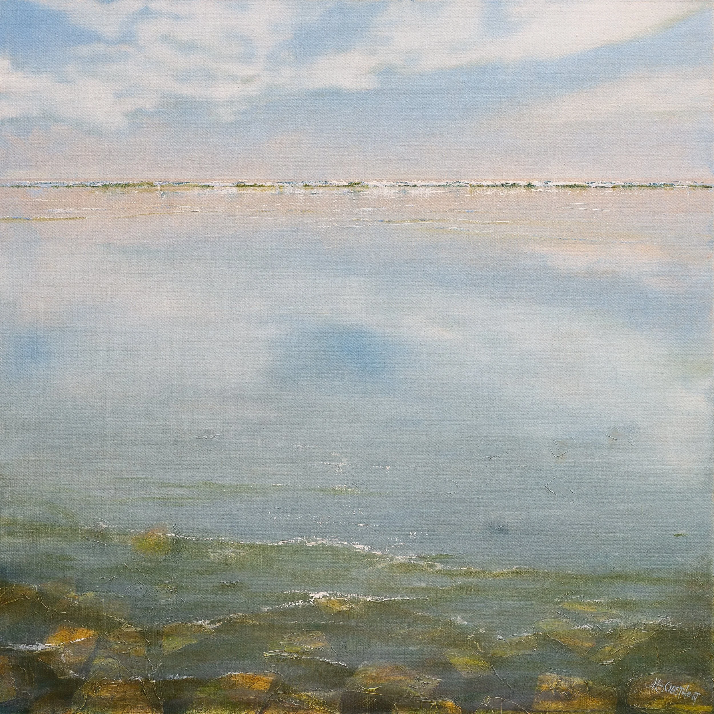 Stoney Shore - oil on canvas, 80 x 80 cms