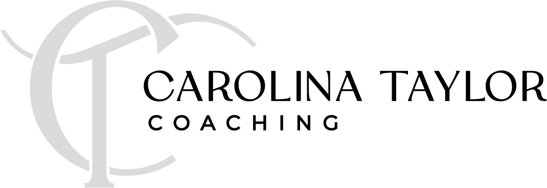 Landscape logo featuring an ornate graphic of the letters C T next to the words Carolina Taylor Coaching.