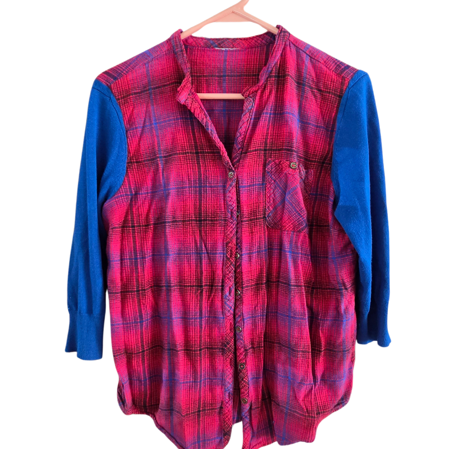 Frankensweater - Red Flannel with Blue Sleeves