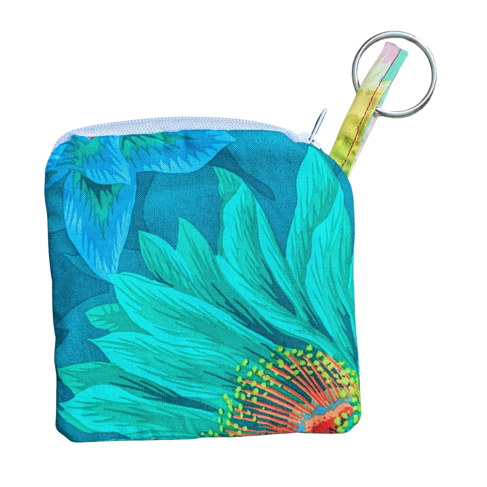 zipper bag - blue and green floral
