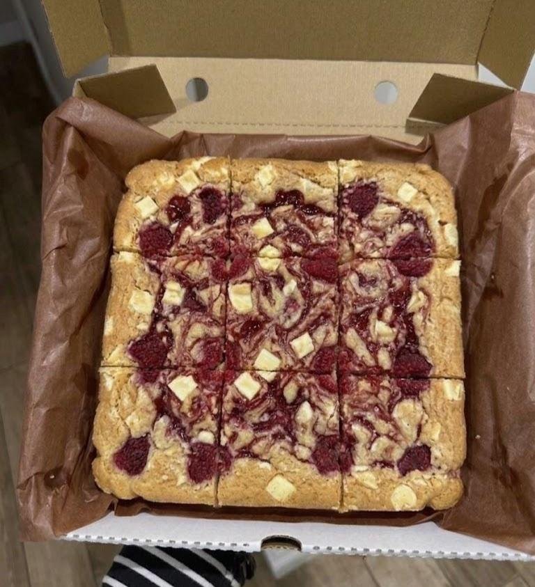 Raspberry & White Chocolate Blondie