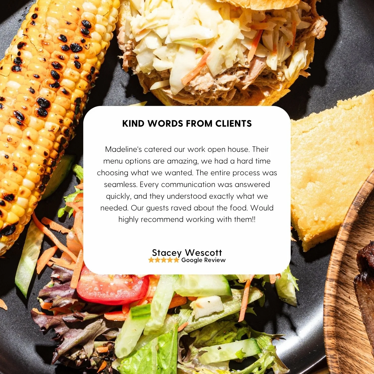 We love hearing from our customers. Your feedback means a lot to our team, and it helps us keep improving and delivering the kind of food and service you can count on at every event ❤️