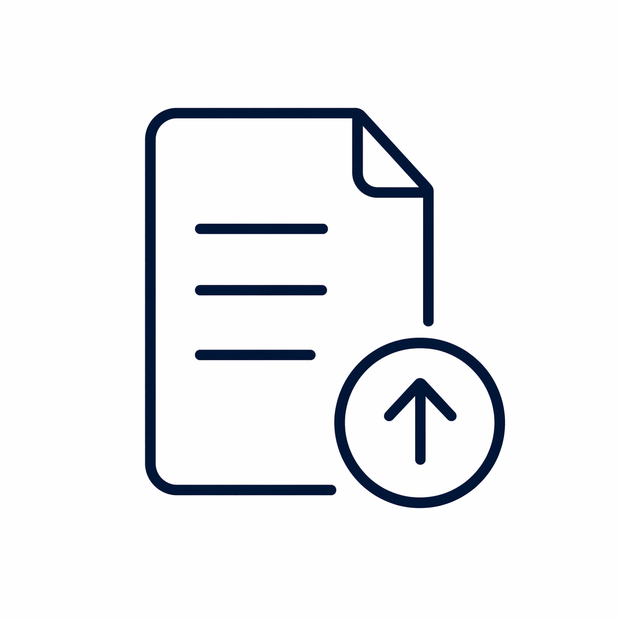 Icon of a document with an upward arrow, indicating upload or submission.
