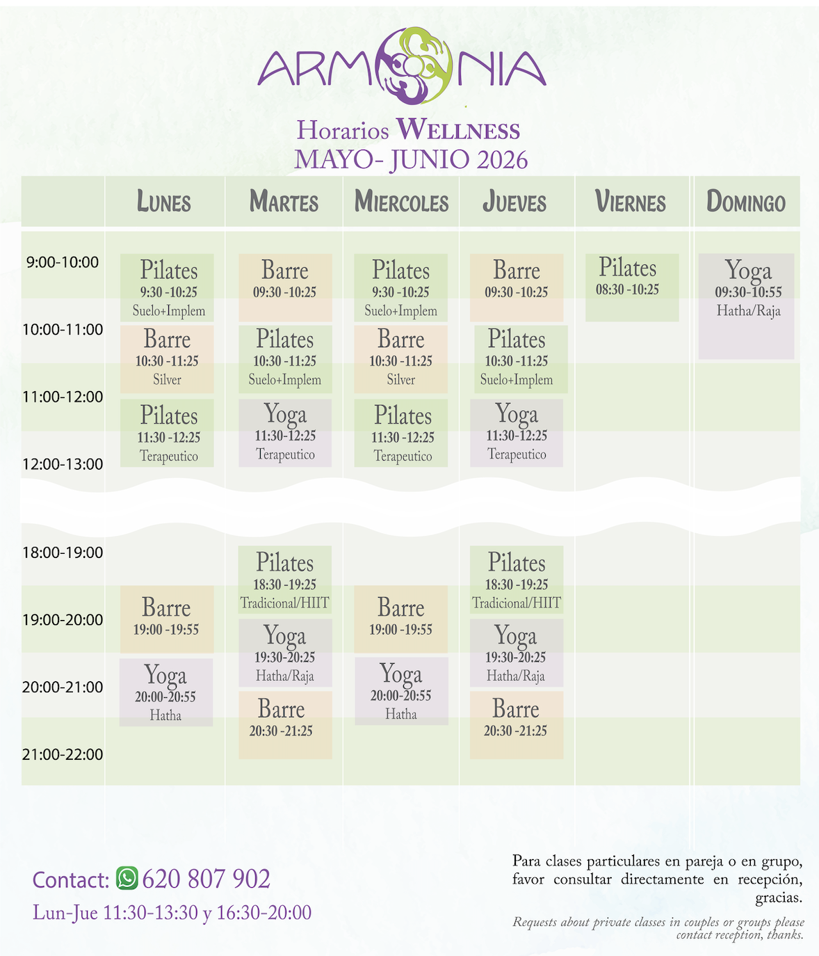 Yoga studio schedule