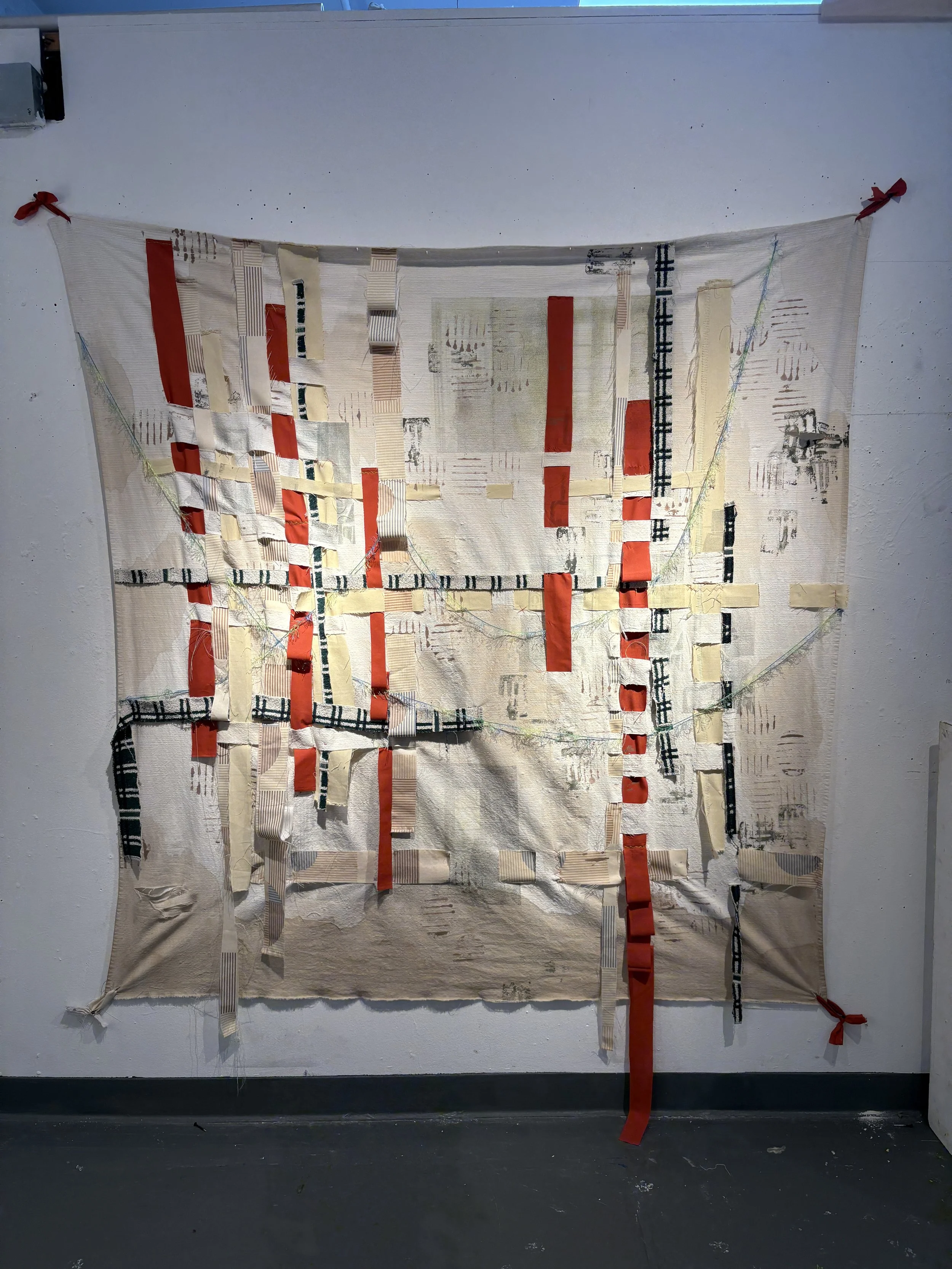 Back to my roots, 2025
Mixed fabrics, acrylic, thread, yarn
54” x 60”