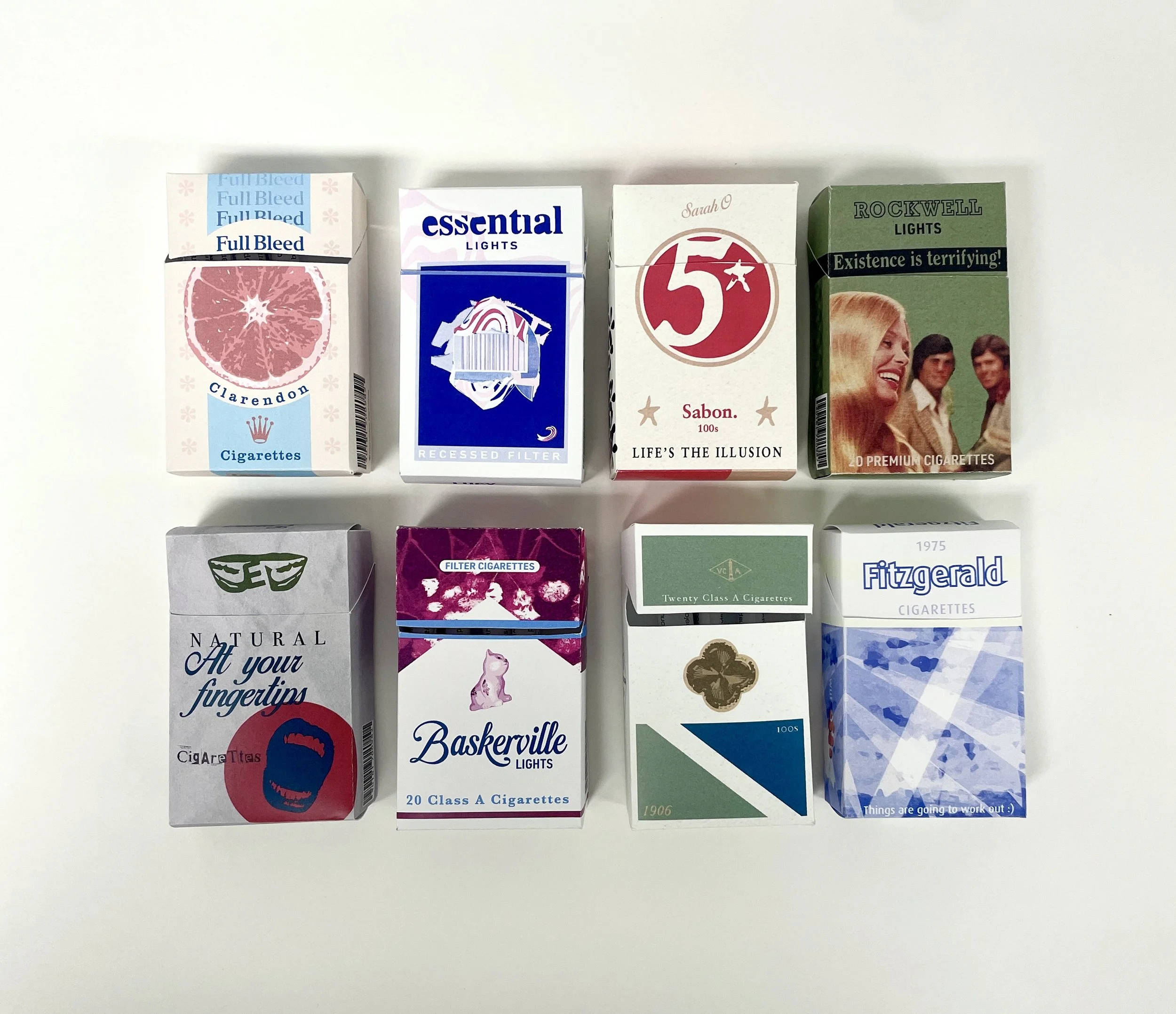 Our Cigarettes, 2024
8 cigarette boxes
3.5” x 2.25” x 1” (8)