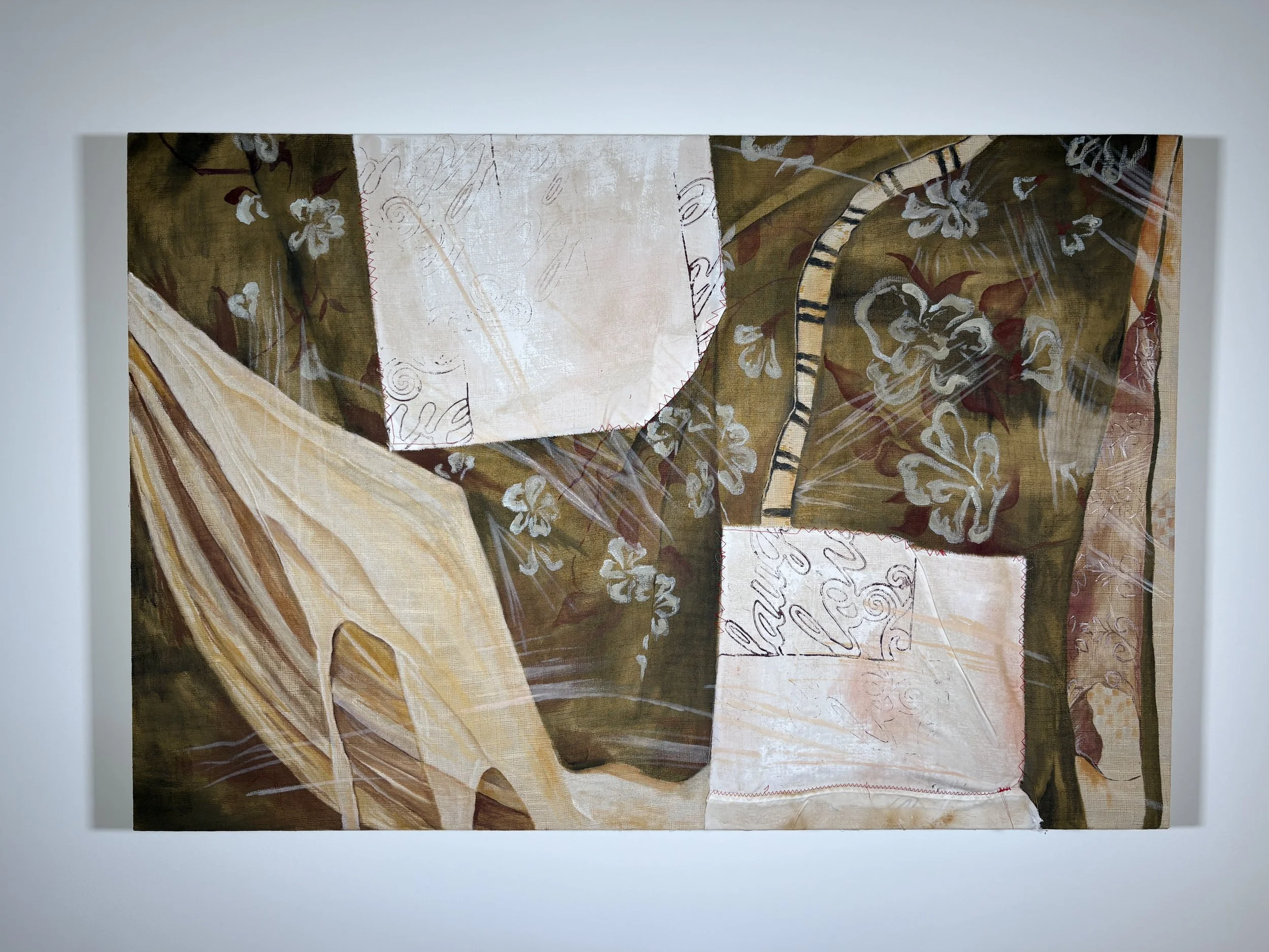 Rust Stained Rag, 2026
Oil on stretched curtain, pillow case
48” x 32”
