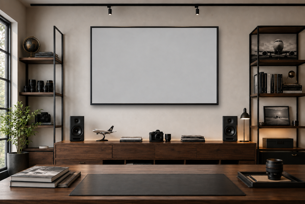 Straight-on professional creative photography studio