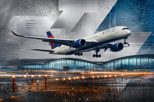 Featured aviation artwork displayed in the office lobby