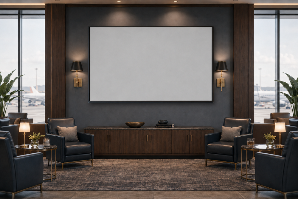 Straight-on premium airport lounge
