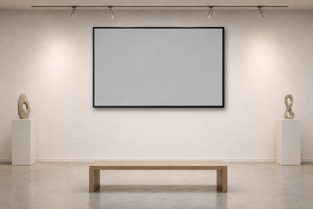 Straight-on contemporary art gallery