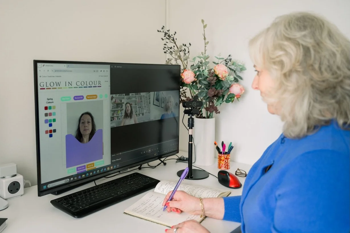 Online colour analysis session taking place on a laptop