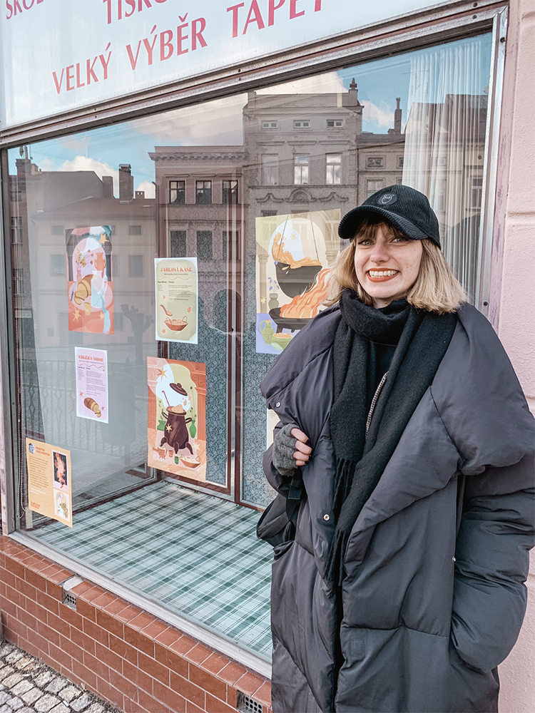 martina fischmeister next to her exhibition