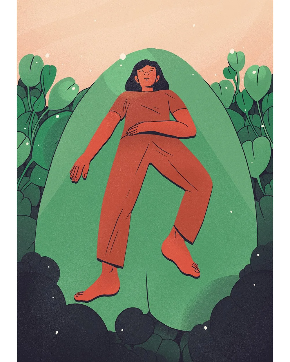 comic book page about mother nature with a woman laying down on a leaf