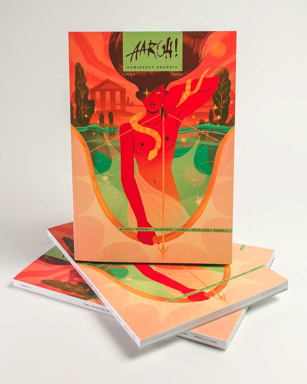 photo of magazines with illustrated cover with the goddess artemis