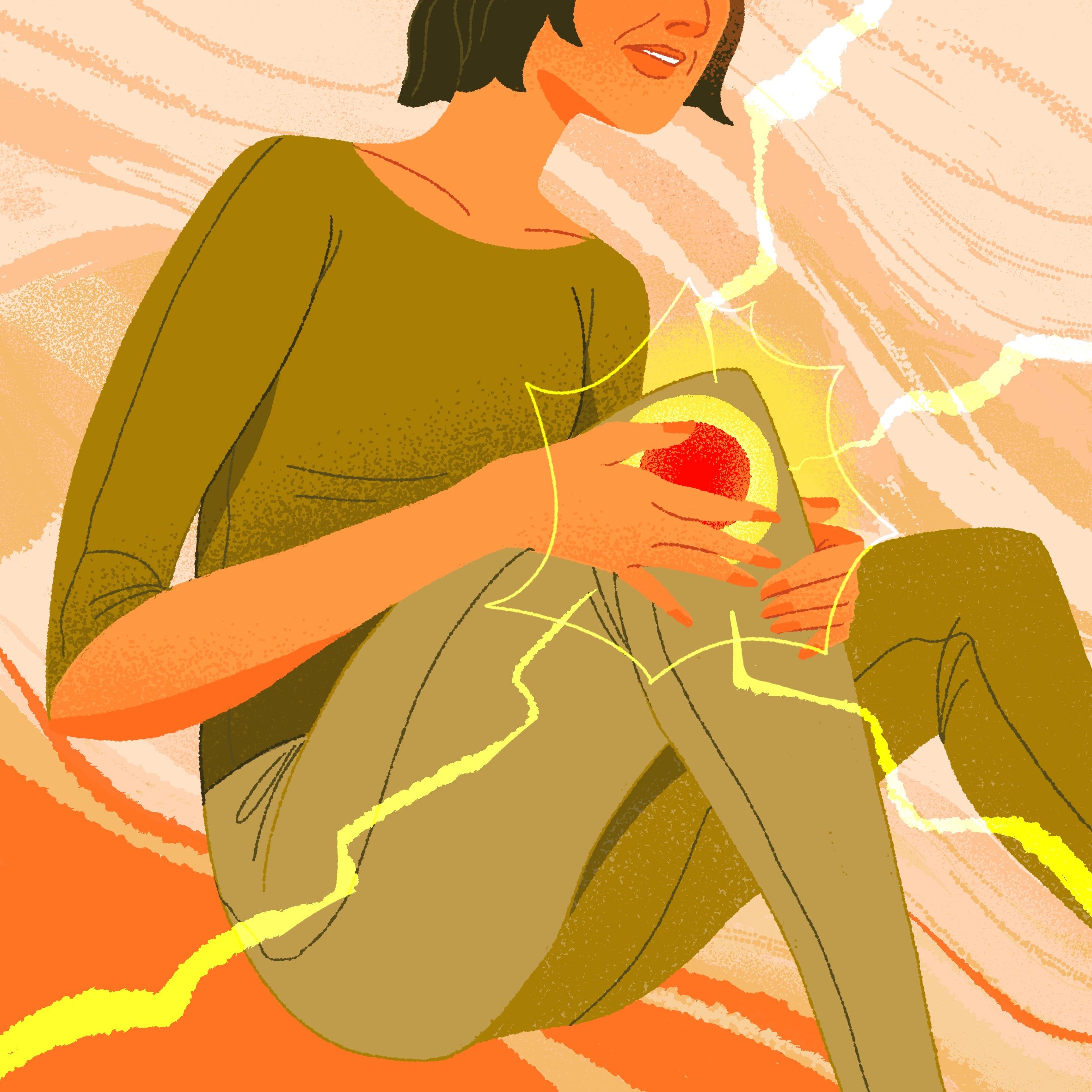 illustration of a woman holding her knee in pain