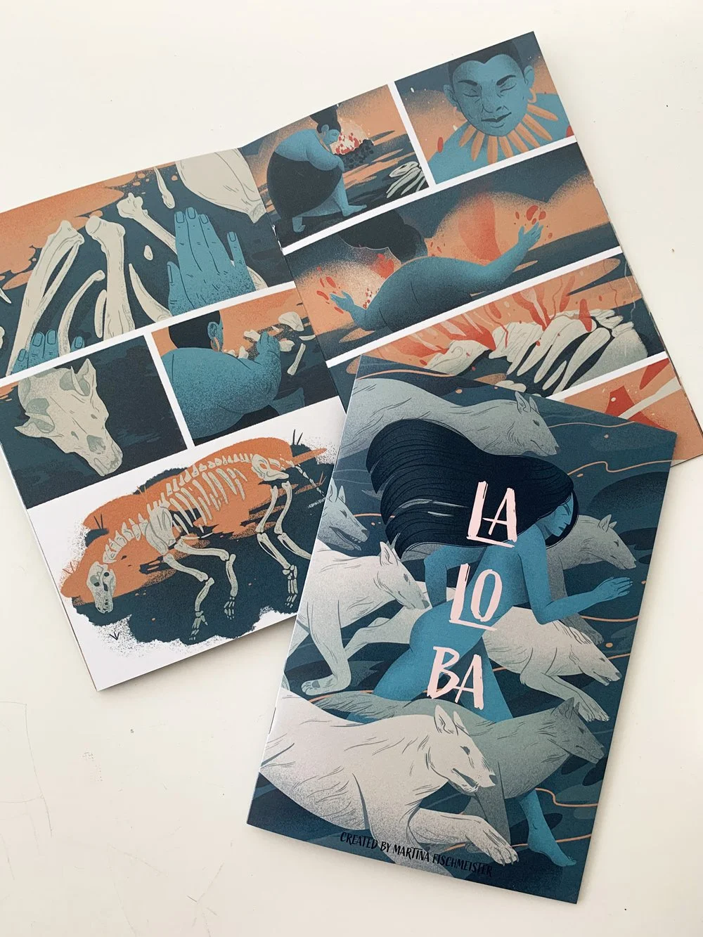 photo of a comic book la loba featuring the cover and example of a page