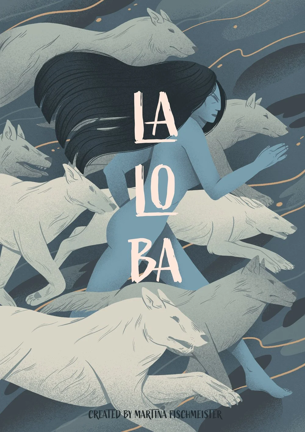 cover of a comic book la loba featuring a woman running with wolves