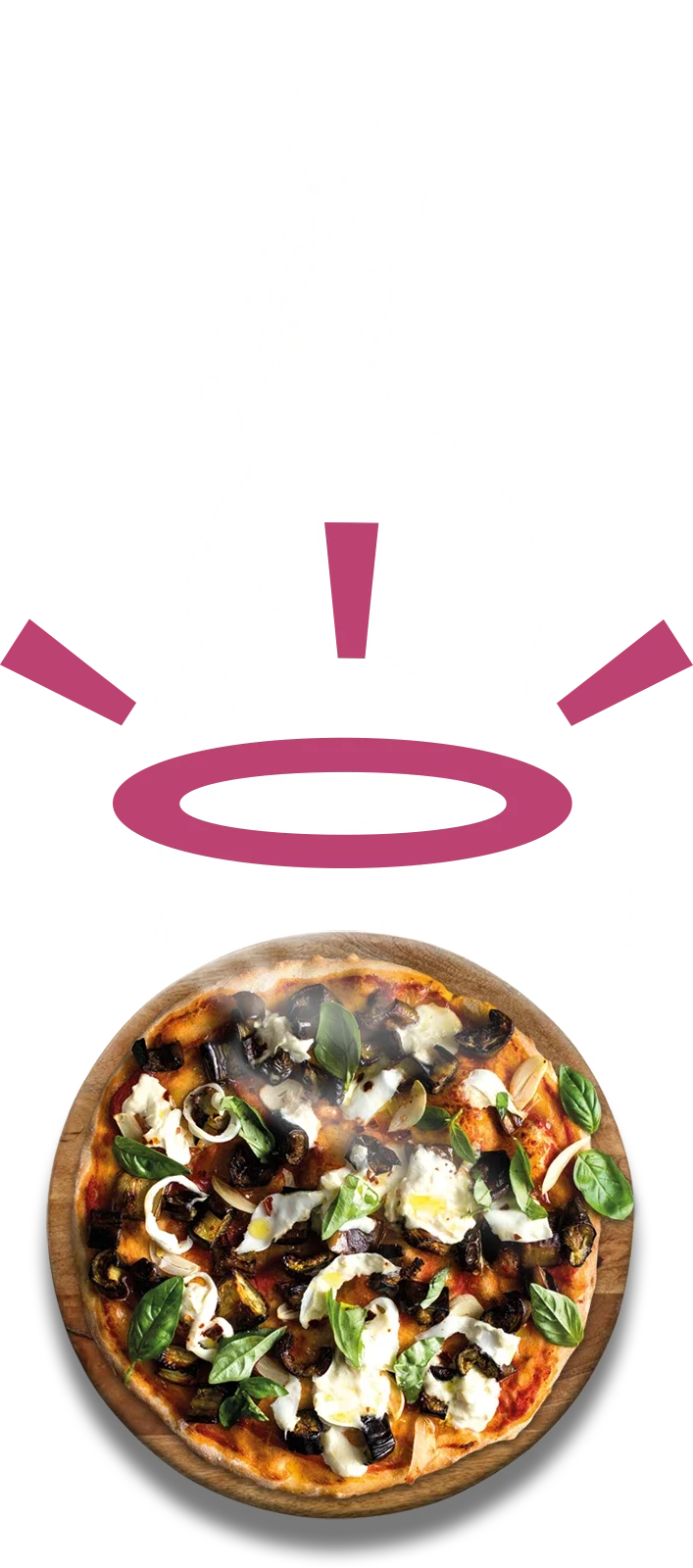 MONTI La Vita la Pizza mit einer leckeren vegetarischen Pizza mit schwarzen Oliven, Zwiebeln, Ricotta und frischem Basilikum