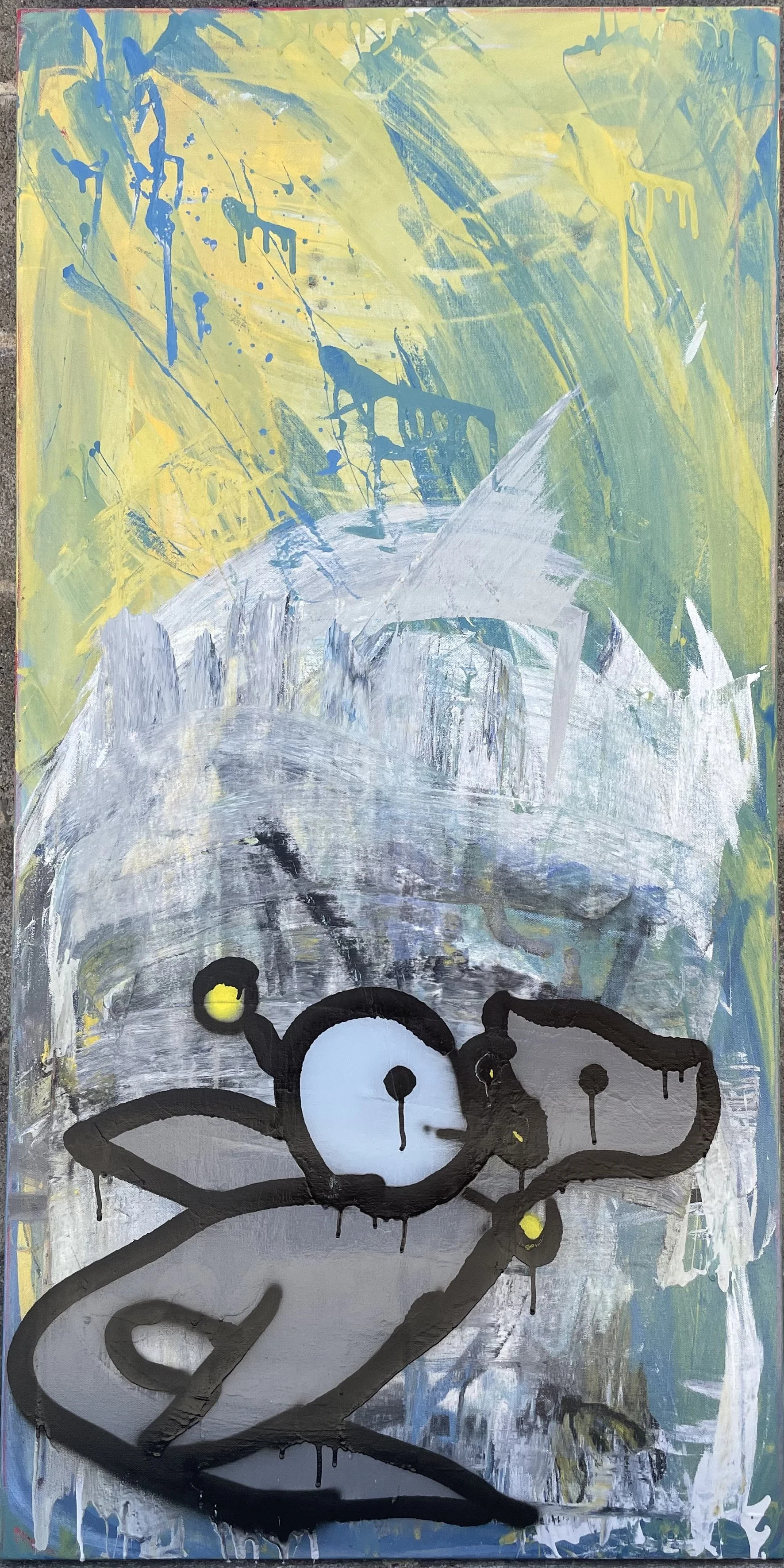 COLLECTED
bi$@h i'm riding a dragon
24" x 48" paint on canvas
