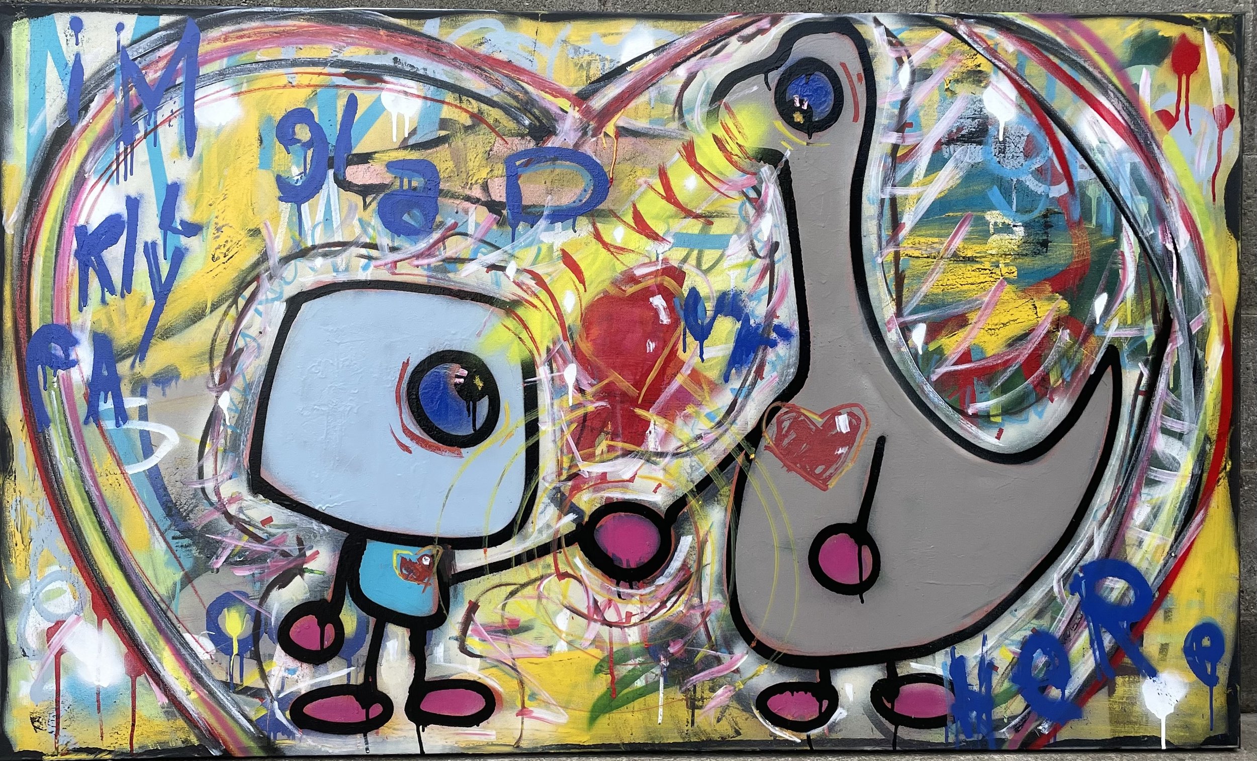 COLLECTED
I'm really glad ur here
36" x 60" paint on canvas .. representing all the love and connection between people who choose to show up in whatever form they're in for each other ...freely ...without have to's ...but rather ought to's ....and es