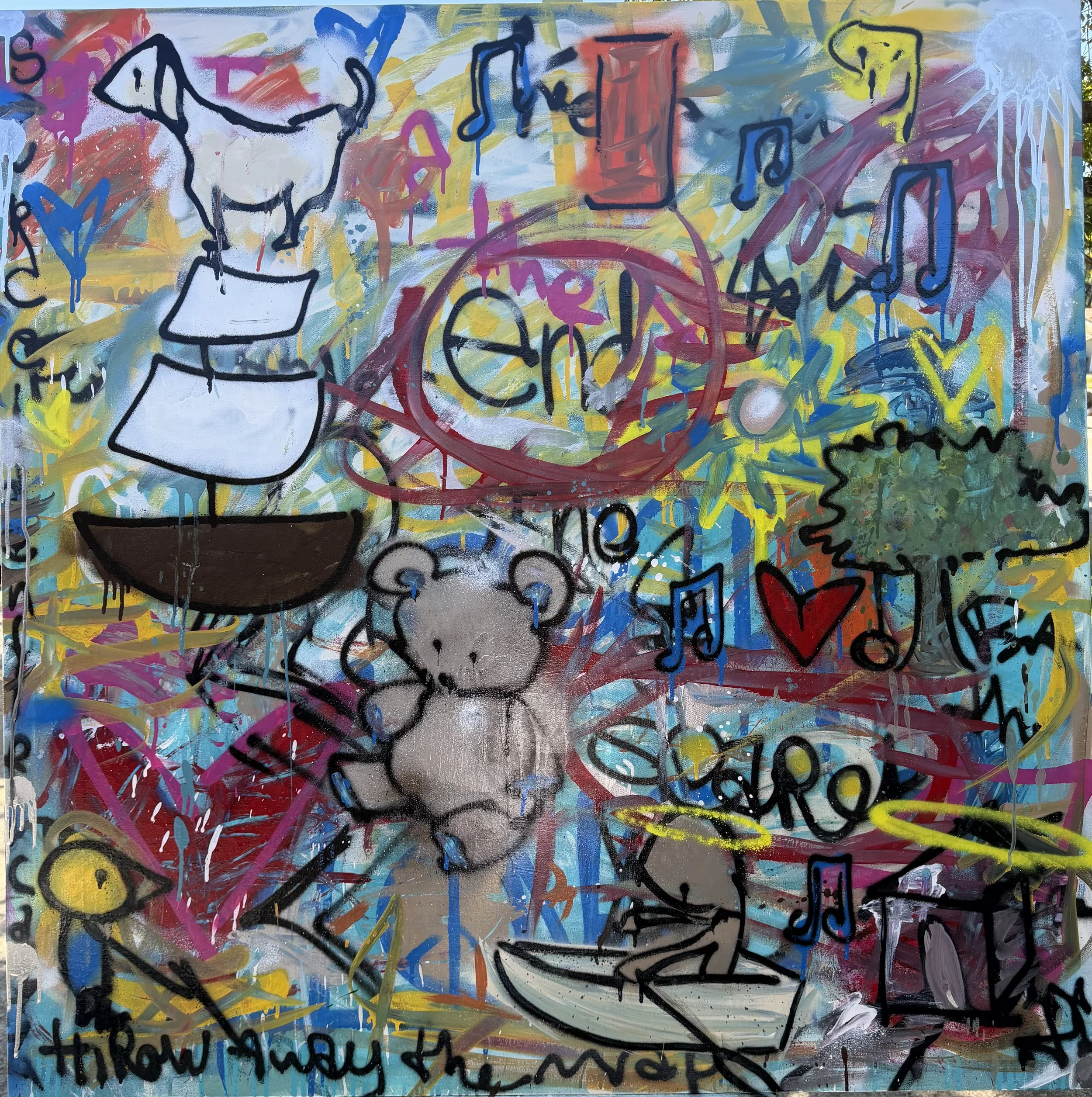 AVAILABLE
end the search
48x48 spray paint on canvas... Frameworks are useful. Maps help explain the terrain. But totalizing and crowning the map king of the land suffocates reality in a way that creates diminishing returns. Reality has a way of spea
