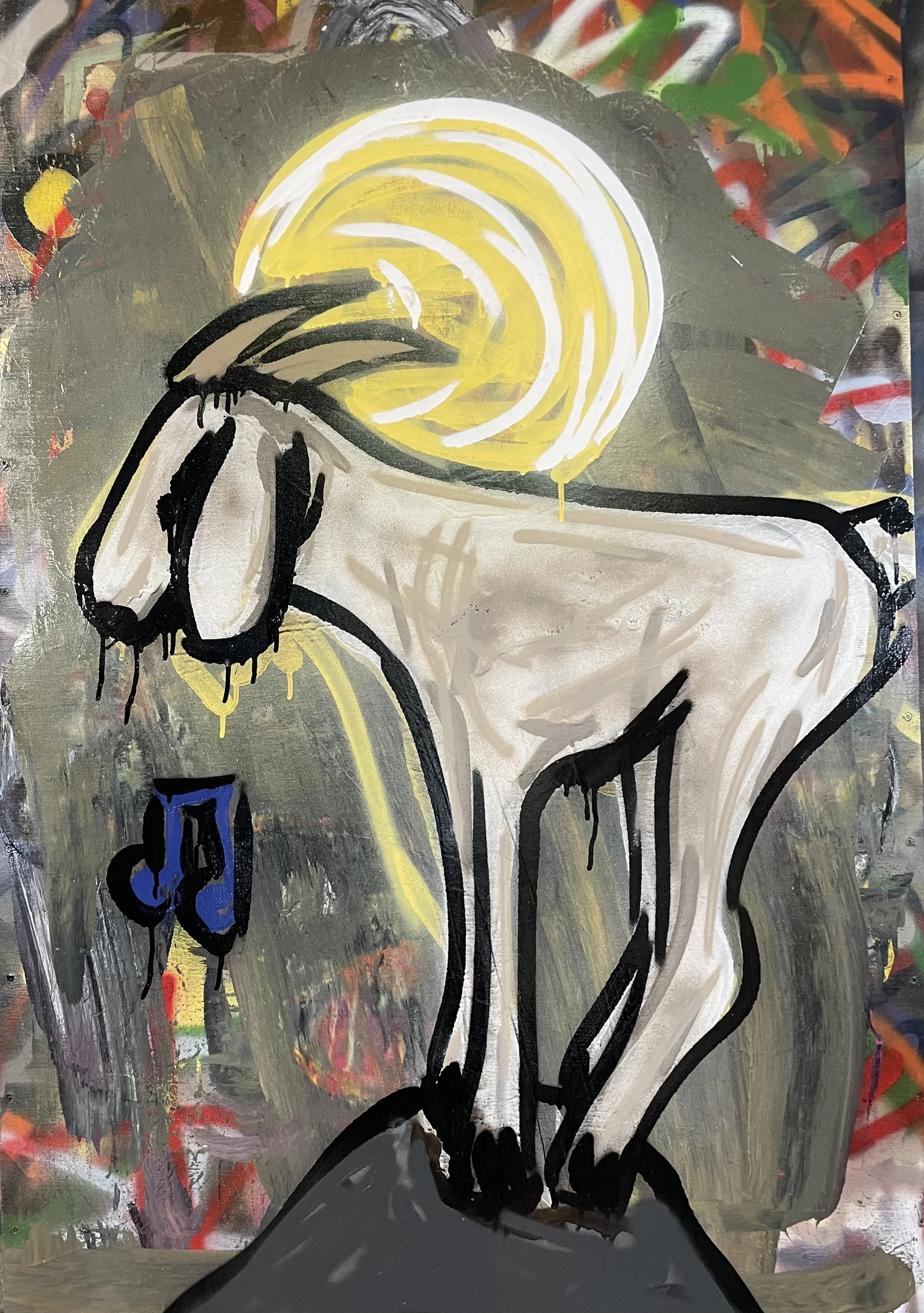 COLLECTED
Moon. Goat. Blue Note.
32" x 48" paint on wood panel