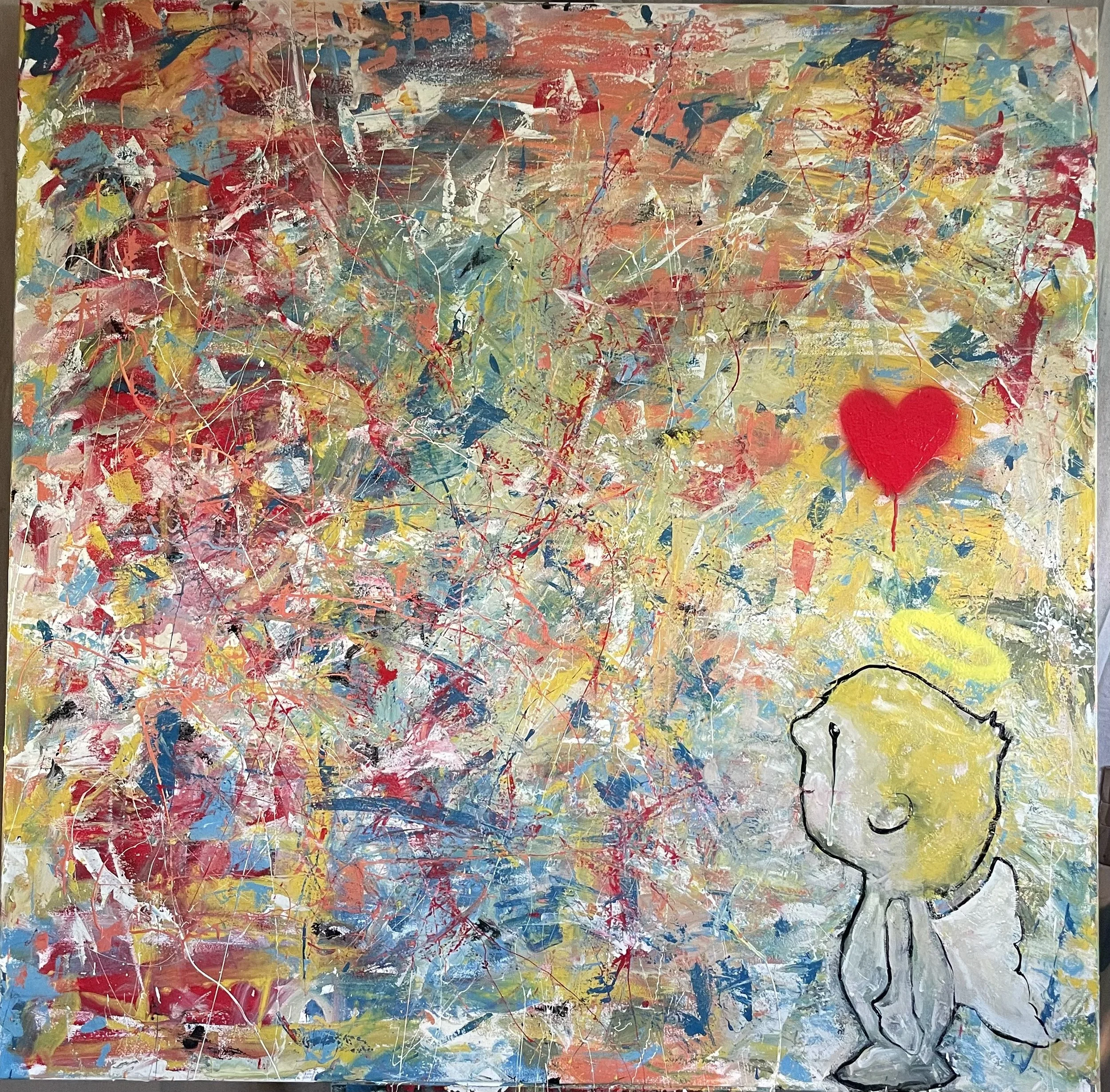 AVAILABLE
awe											48” x 48” painting on canvas… the size, the beauty, the vastness, the smallness, the witness, the participation, the belonging to it, existing in and amongst it. The universe is grand and we float in space zoomed into our tiny
