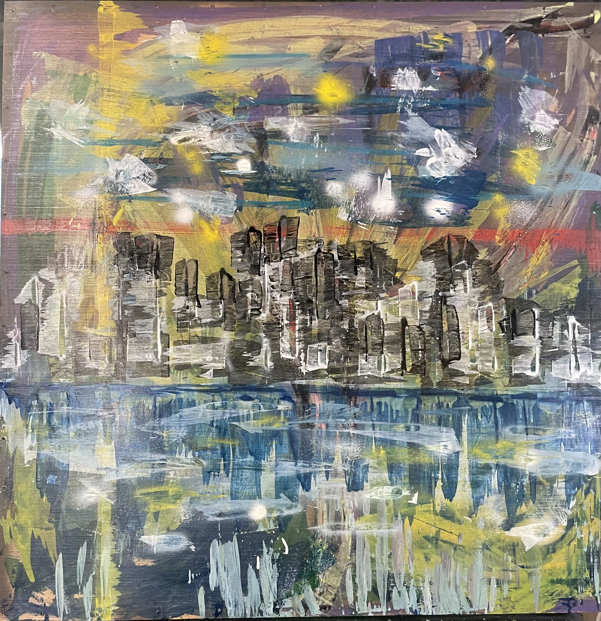 COLLECTED
city nights
48" x 48" paint on wood panell