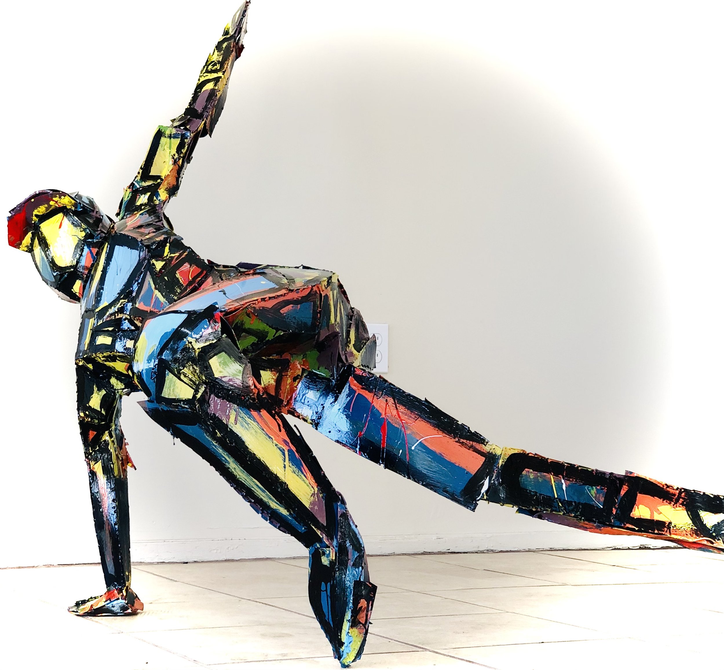 COLLECTED
mess in motion
4' by 5' steel painted sculpture
This is a bboy or breakdancer in motion. In that moment right before a windmill… this week I’ve been a mess but I keep moving. Hip hop also is the music and culture that’s been most prominent 