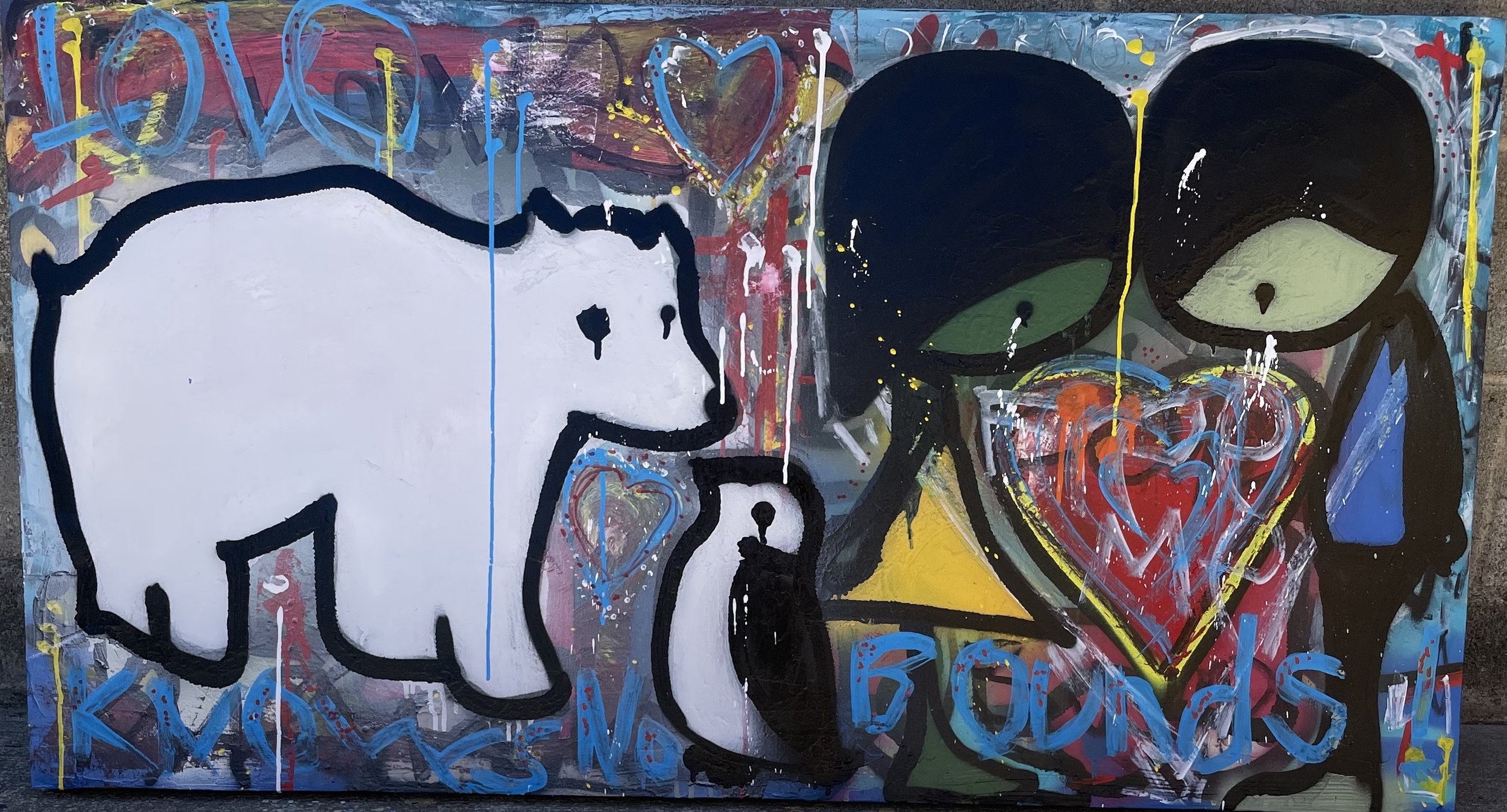 AVAILABLE
love knows no bounds”
26” x 48” painting on wood panel canvas
