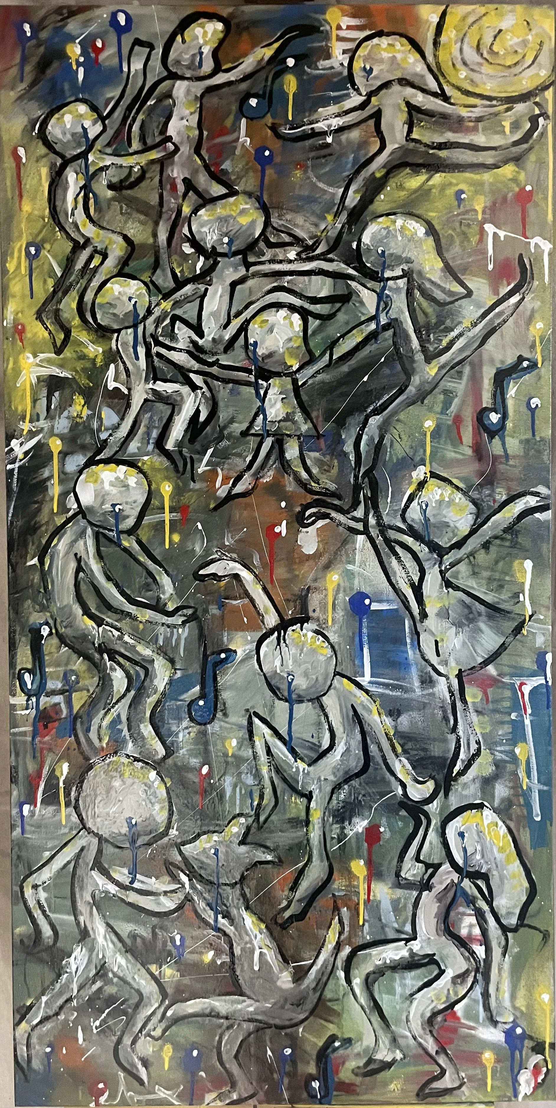 COLLECTED
let’s dance under the moonlight                  
24” x 48” paint on canvas. Dancing is another way we humans are able to express things that words often fall short of and experiment with movements of the body we occupy. It also is a fine w